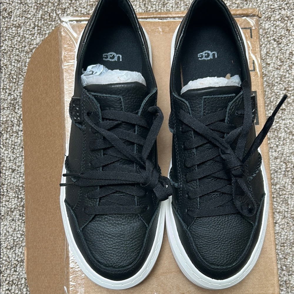 UGG Black Textured Sneakers with White Soles